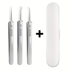 3pcs Professional Tweezers Ultra Fine Pimple Tweezers Beauty Tool Face Care