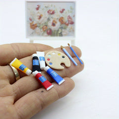 Dollhouse Mini Painting Set for Pretend Play
