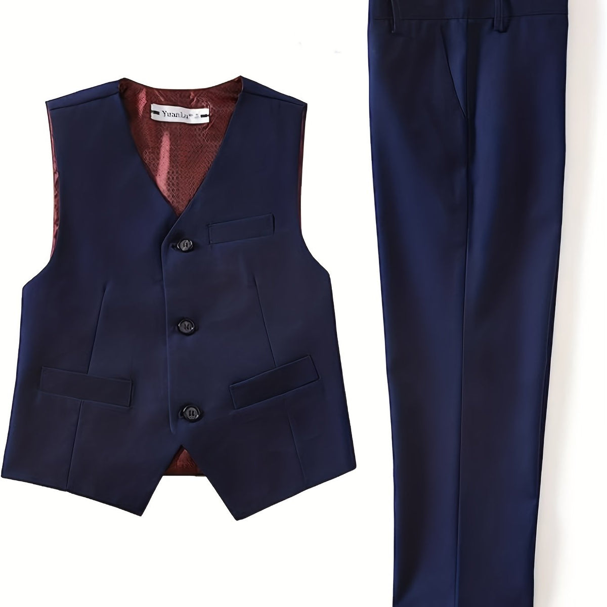 2pcs Boys Formal Outfits Pants&Vest Set For Competition Wedding Dress