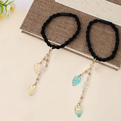Chinese Hair Tie Leaf Beads Tassel Hair Ring Elastic Hair Accessories