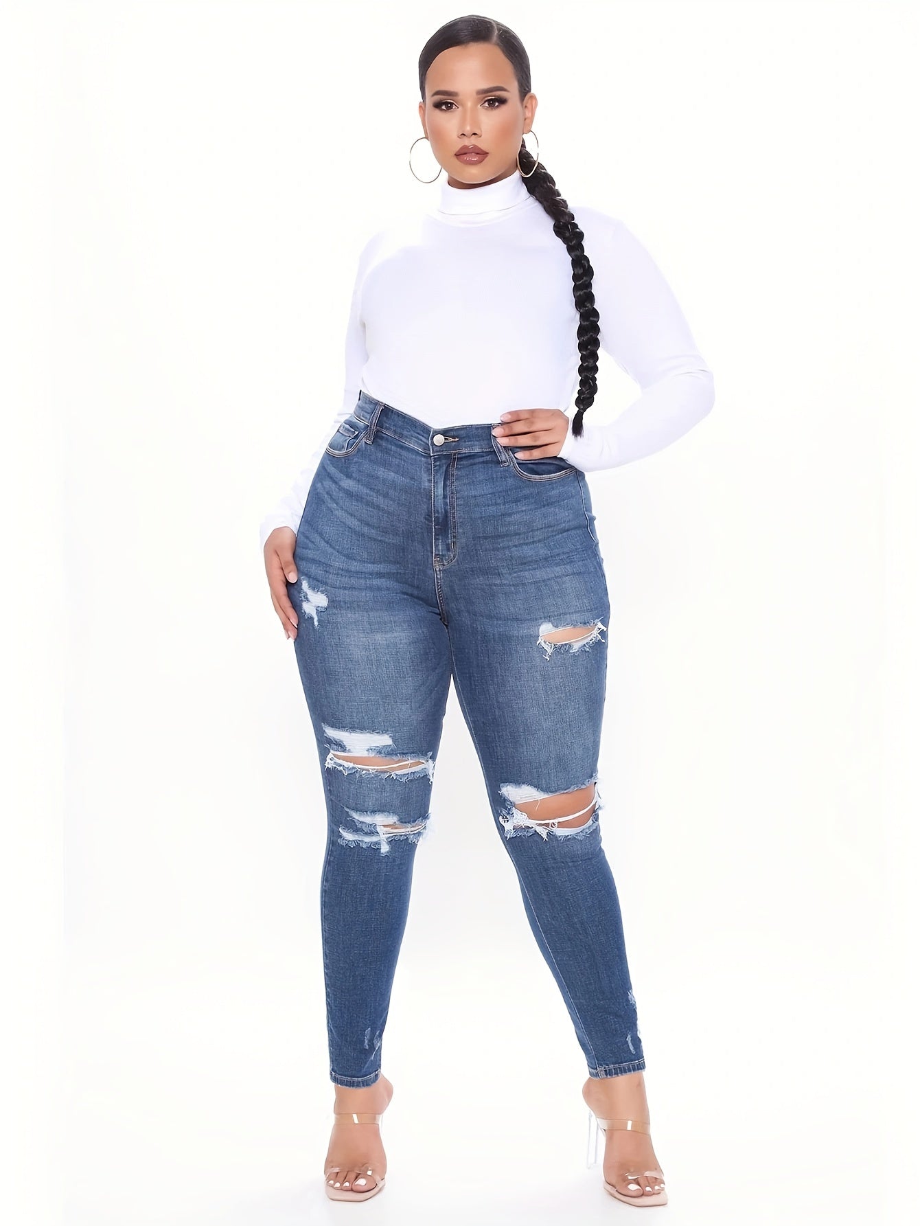  Ripped High Waist Skinny Jeans