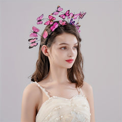 3D Butterfly Headband Crown Tea Party Halloween Accessory for Girls