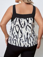  Casual Cami Top Women's Plus Slight Stretch Random Print V Neck