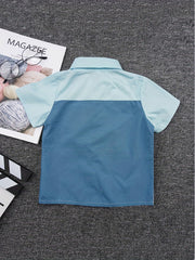 Boys Asymmetrical Block Top Non Stretch Shirt