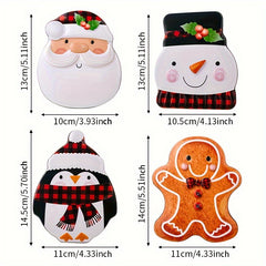Christmas Gingerbread Man Cookie Box Snowman Tin Box