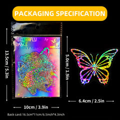 100 Holographic Butterfly Stickers Reusable Adhesive for Glass