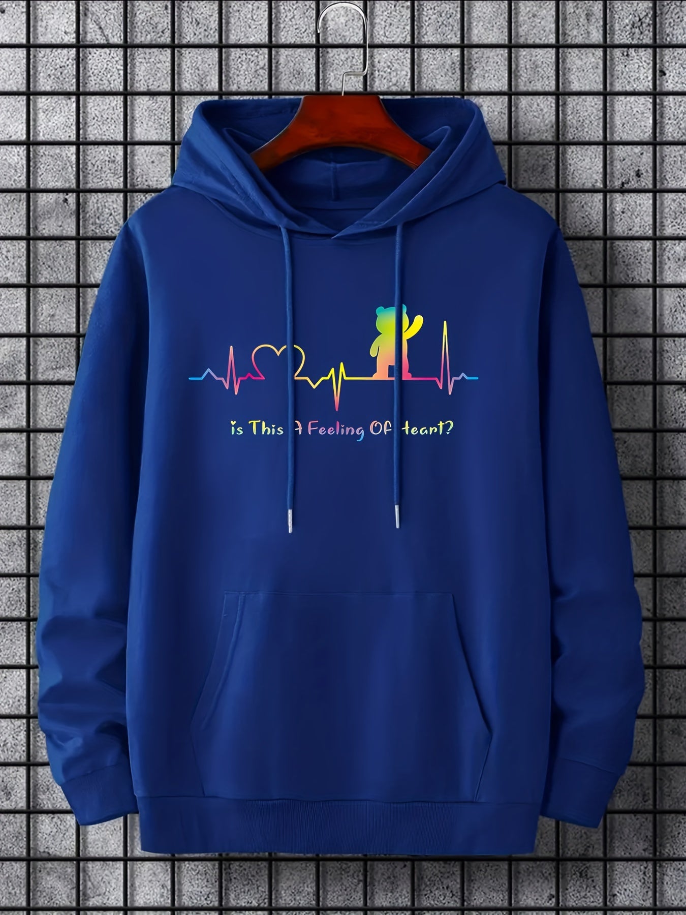 'Feeling Of Heart' Print Hoodie Hoodies For Men Men's Casual Pullover Hooded Swe