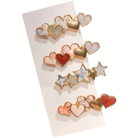 Colorful Heart Decor Hair Clip Duck Billed Clip for Women Girls