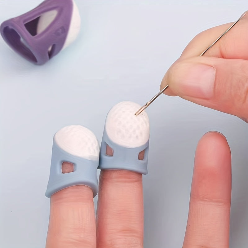 2pcs Ergonomic Sewing Thimble Finger Protector Anti Needle Rubber Finger Cover