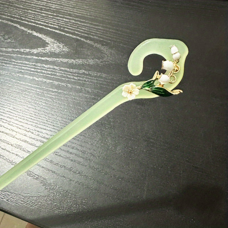 Chinese Style Hairpin Flower Jade Chignon Vintage Hair Accessories