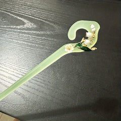 Chinese Style Hairpin Flower Jade Chignon Vintage Hair Accessories