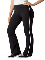  Women's Stripe Print Flared Leg Fitness Leggings