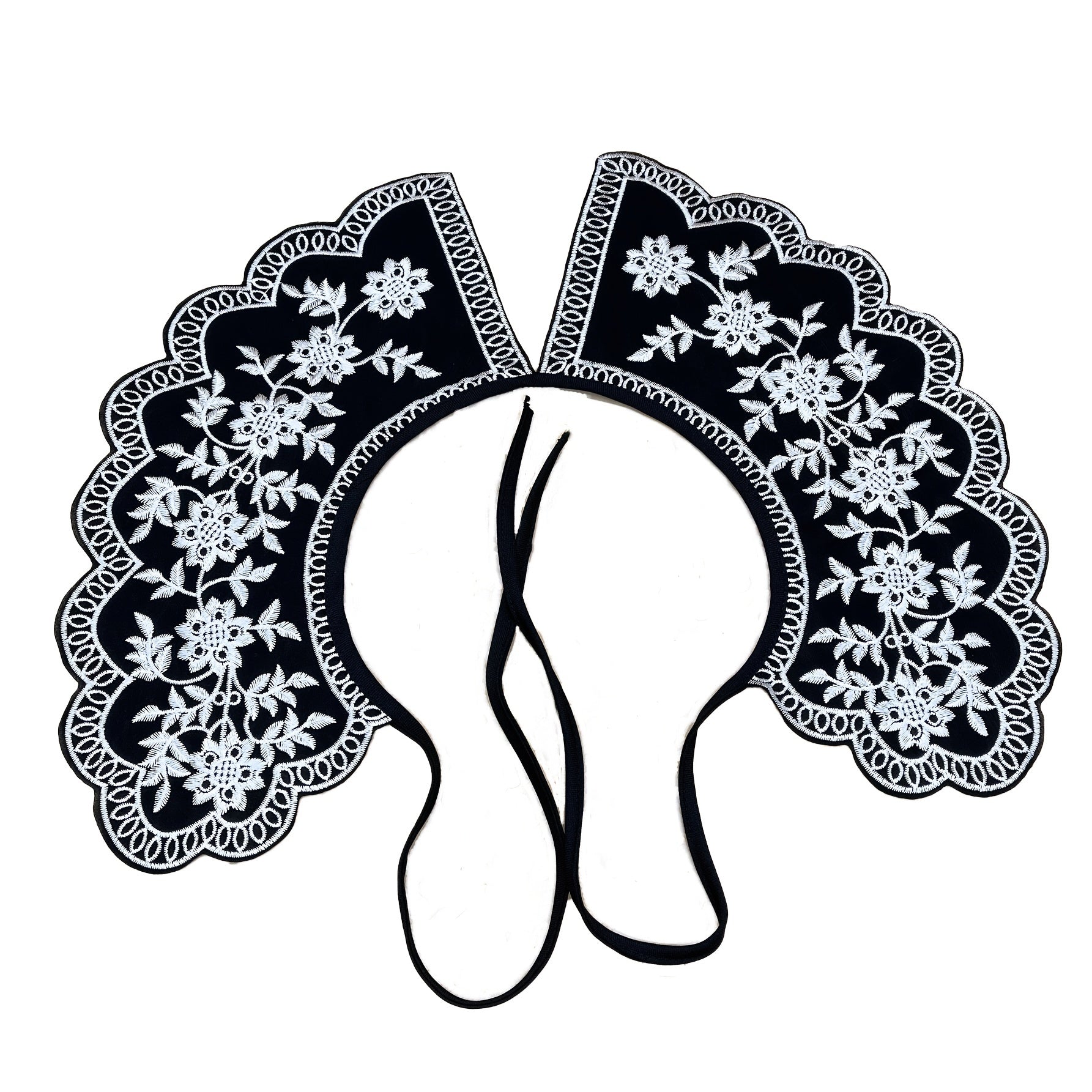 Embroidery Tie up Shoulder False Collar Classic Beauty Dickey Collar