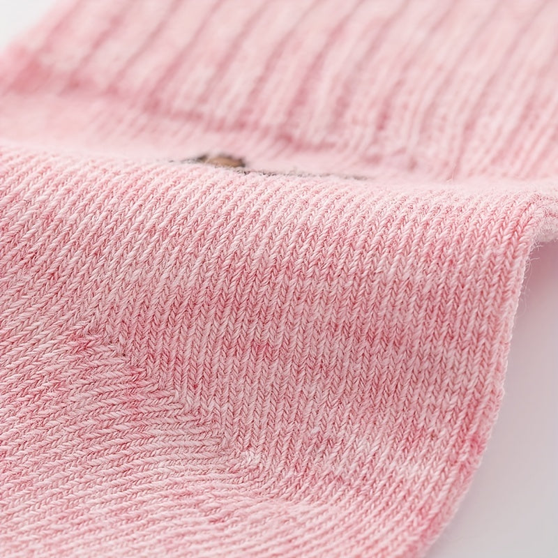 5pairs Girls Kids Bear Socks Casual Sport Running Socks Breathable Ankle Sock