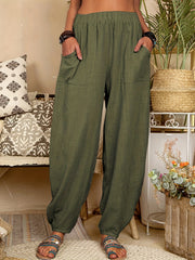 High Waist Harem Pants with Pockets for Women