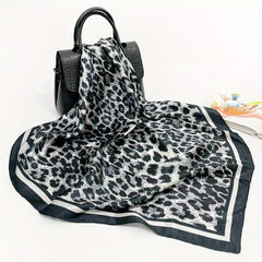 Leopard Printed Headscarf Satin Square Scarf Bandana Silk Feeling Headband