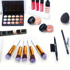 Professional Makeup Set with Bag Eyeshadow Lip Gloss Mascara Blush