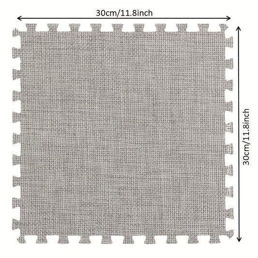 10pcs Linen Puzzle Floor Mat Bay Window Seat Mat Interlocking Carpet Cushion