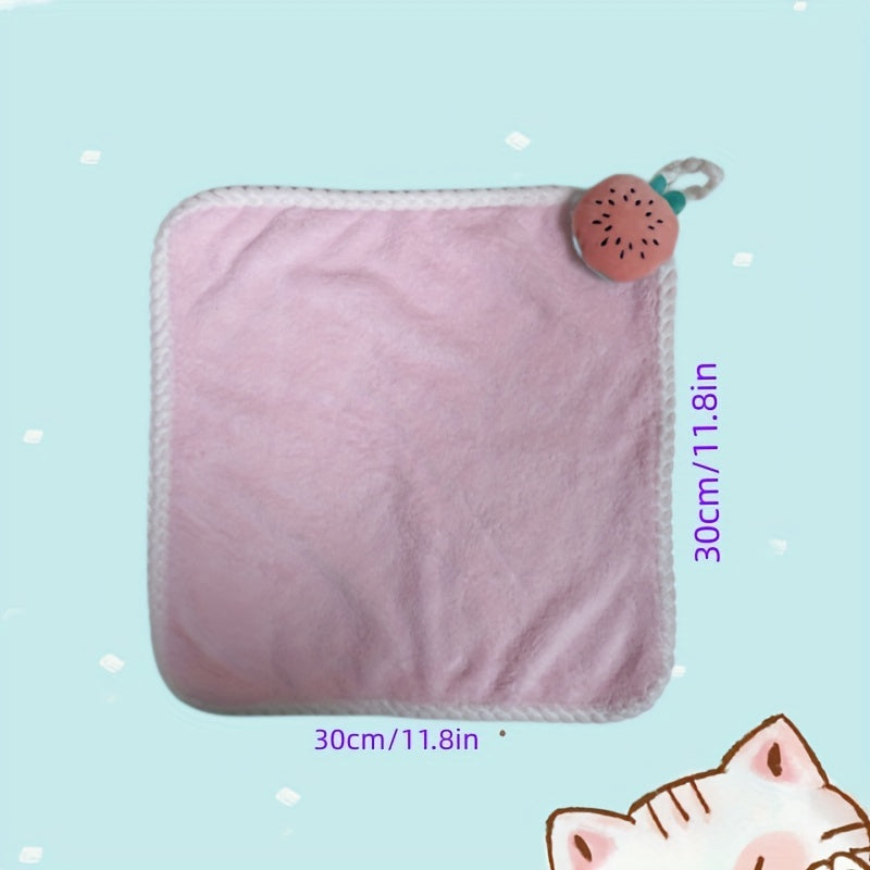 Cartoon Fruit Handkerchief Set with Ring - High Soft Coral Velvet Towels