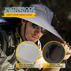Large Brim Waterproof Bucket Hat for Outdoor Sun Protection