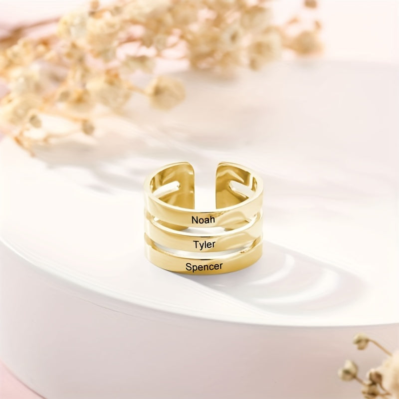 316L Stainless Steel 18k Plated Hallow Ring Customized Jewelry