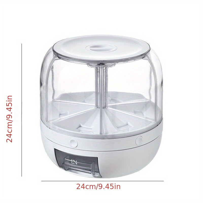 Rotating Food Dispenser 3 5 Kg Rice Barrel Cereal Jar Divided Sealed Cans