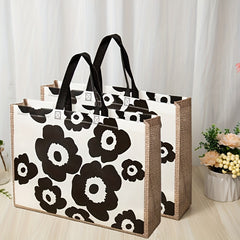 2pcs Retro Flower Print Handbag Large Capacity Storage Bag