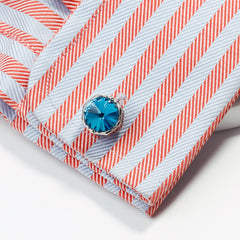 Colorful Crystal Hexagonal Cufflinks Retro Cuff Links For Men