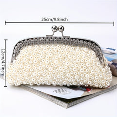 Rhinestone Pearl Evening Clutch Dinner Purse For Wedding Party Prom