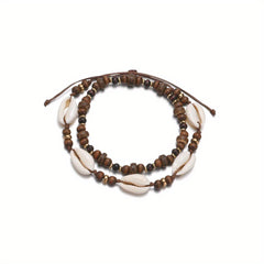 Boho Shell Beaded Anklet Set Beach Foot Jewelry