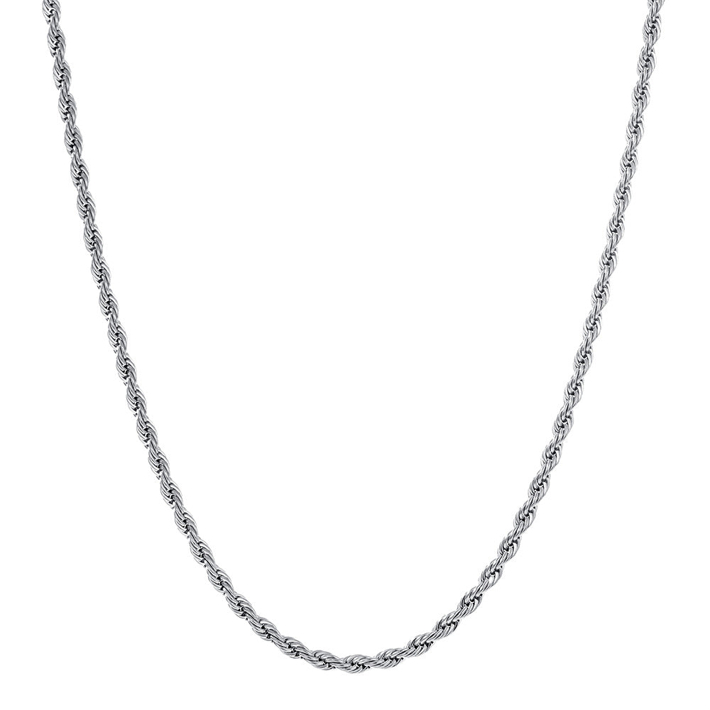 1pc Golden Silver Twist Chain Necklace Men Women Couple Necklace