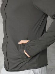 Men's Hooded Zipper Jacket for Outdoor Sports