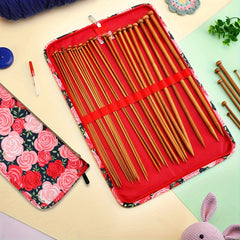 Knitting Needles Case Organizer Zipper Bag Travel Crochet Hooks Storage