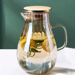 1.8L Glass Pitcher With Lid Heavy Duty Water Carafe Hot Cold Beverges
