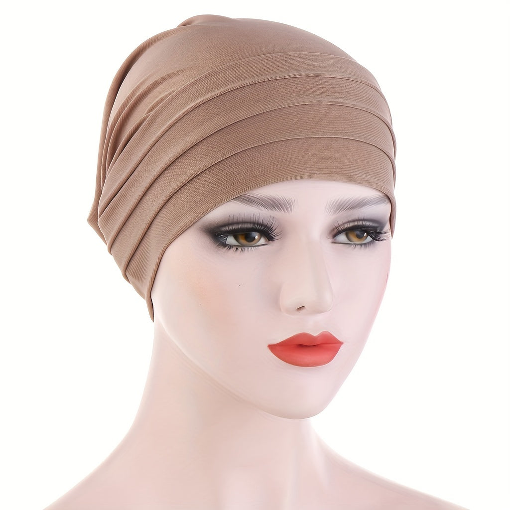 Solid Turban Lightweight Head Scarf Ramadan Head Wrap Beanie Cap