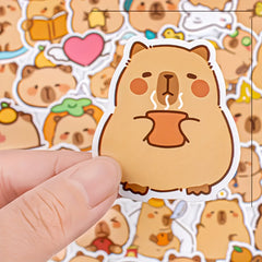 50 Adorable Capybara Cartoon Stickers with Fun Accessories Self Adhesive Decals