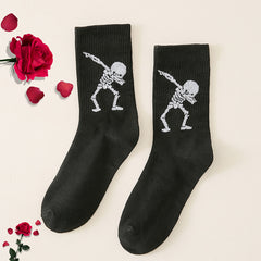 Skull Pattern Crew Socks Women's Stockings