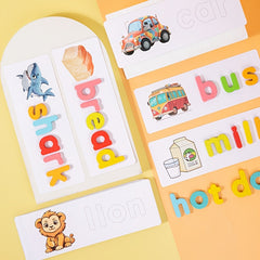 Wooden Educational Toy for Kids Word Recognition & Spelling Memory Matching Game