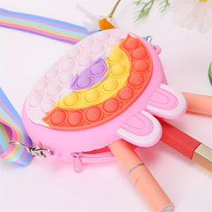 Colorful Rainbow Lucky Rabbit Ears Silicone Shoulder Bag For Girls