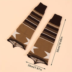 Star Print Striped Leg Warmers Flare Socks Women's Stockings