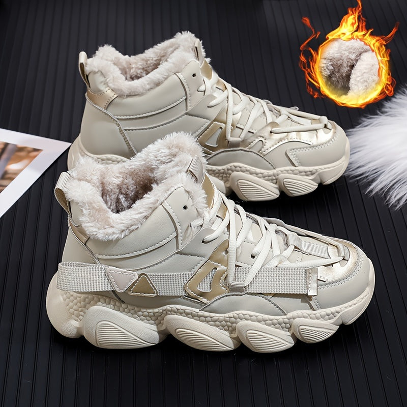 Plush Lined Thermal Furry Chunky Sneakers Casual Fall Winter Shoes