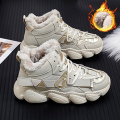 Plush Lined Thermal Furry Chunky Sneakers Casual Fall Winter Shoes