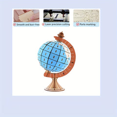 3D Wooden Globe Puzzle Earth Model Building Blocks Toy