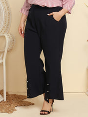 Women's Plus High Rise Flared Pants With Pockets