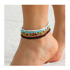Boho Beaded African Anklets Multicolor Stretch Seed Beads 