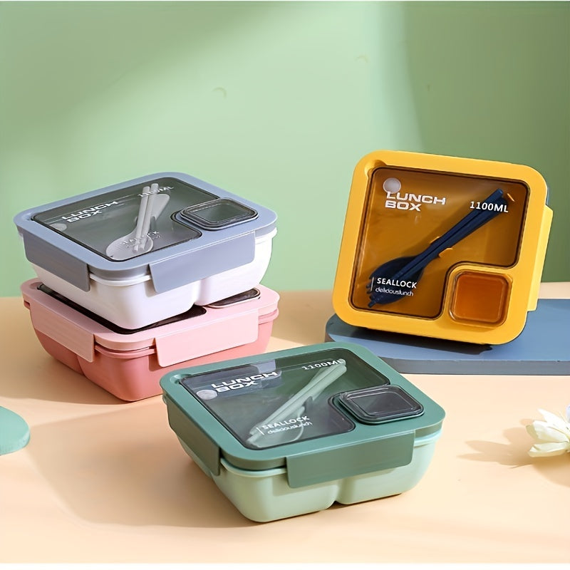 Leakproof Divided Bento Box With Cutlery Microwave Safe Lunch Box