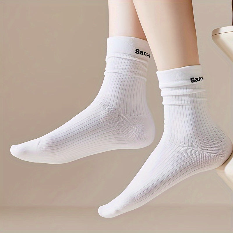 Letter Print Socks Comfy & Breathable Mid Tube Socks