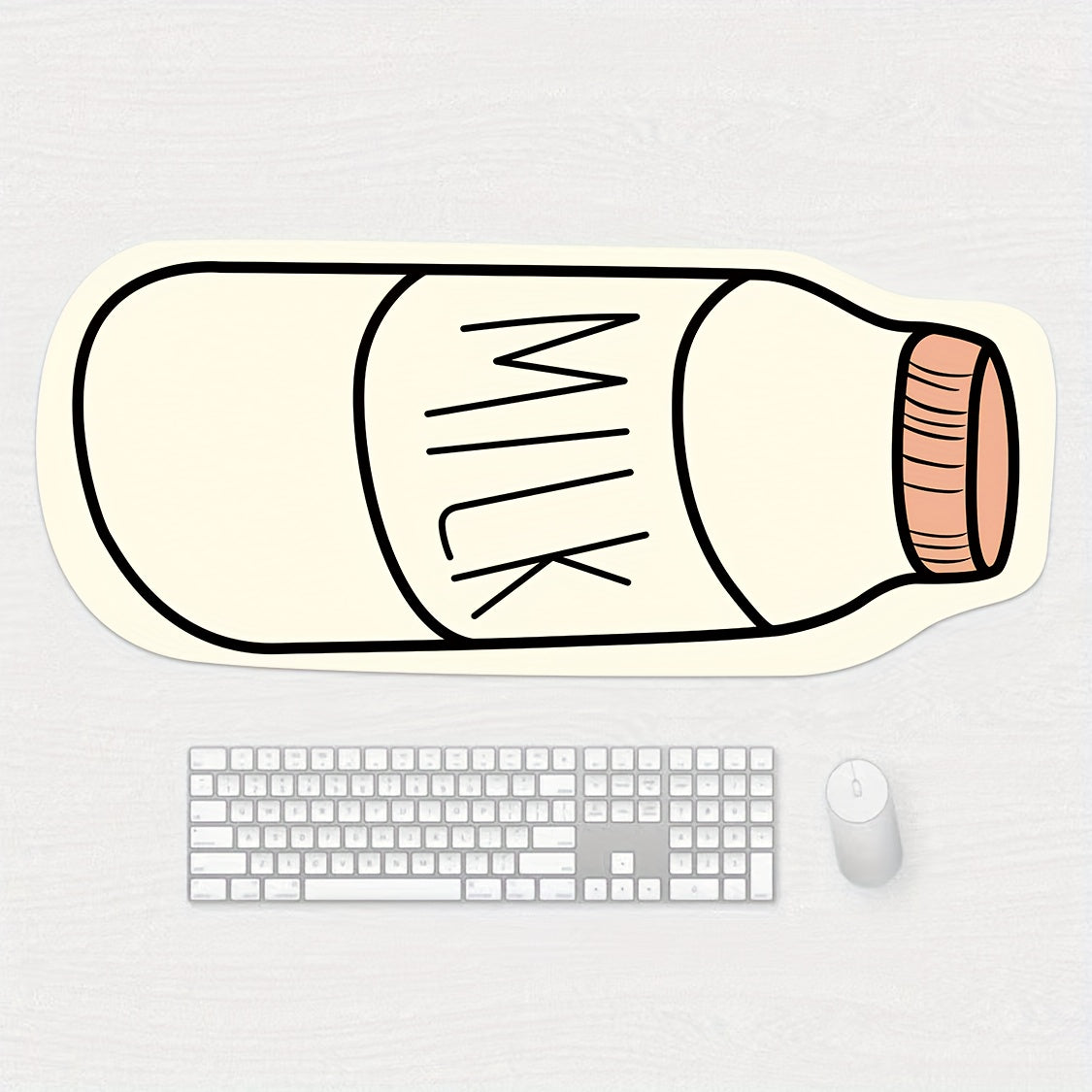 Large Mouse Pad Cartoon Milk Bottle Design Waterproof Non-Slip Soft Touch