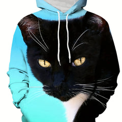 Cat 3D Print Hoodie Men Graphic Hooded Pullover for Autumn Winter