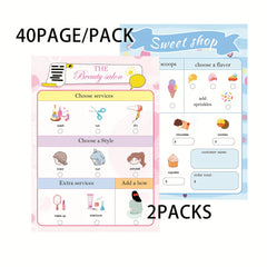 Beauty Salon & Makeup Notepad Sets for Girls - Role Play Pretend Play